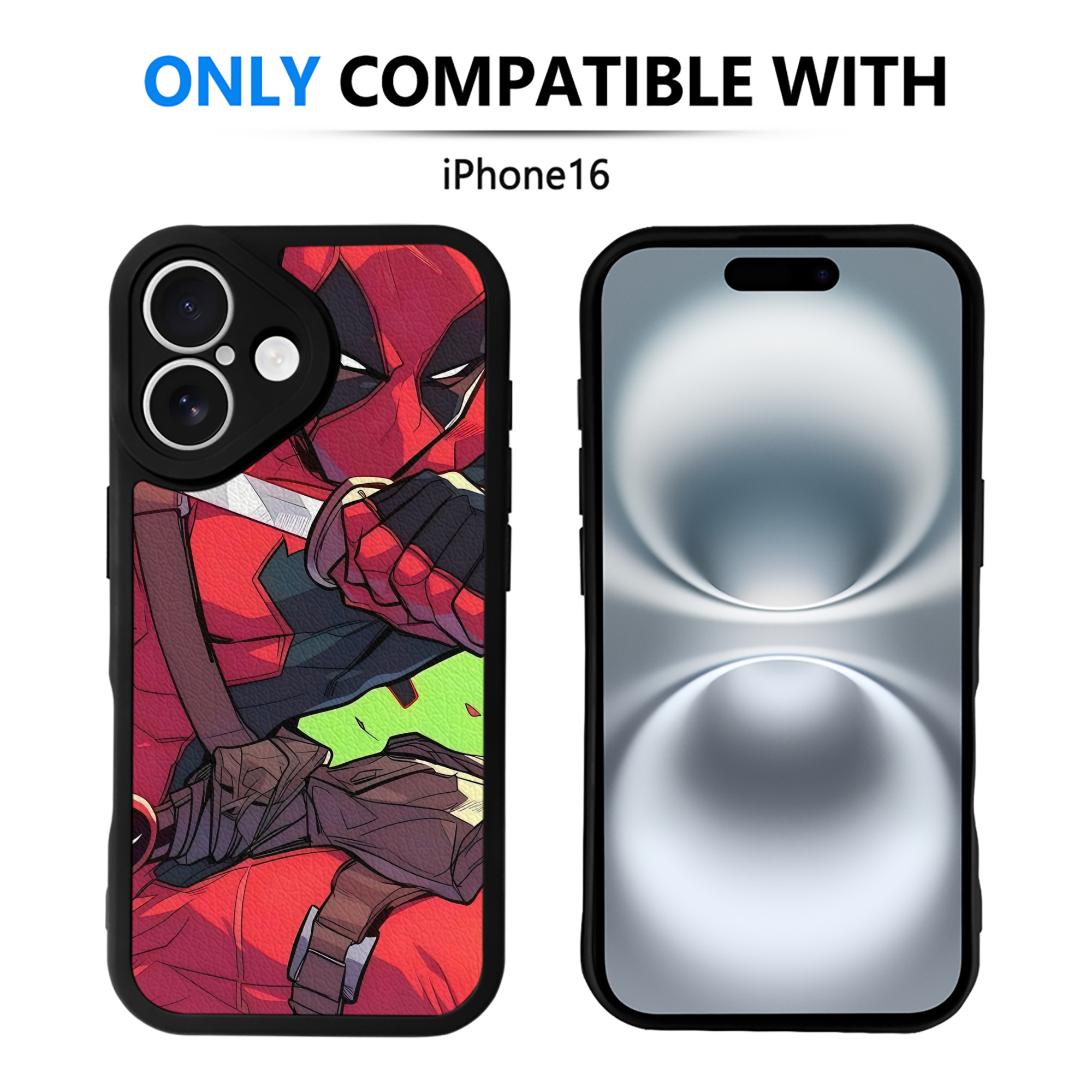 （画像用） Deadpool デッドプール 【iPhone 16シリーズ対応】シリコンスマホケース（レザー調） 材質：シリコン